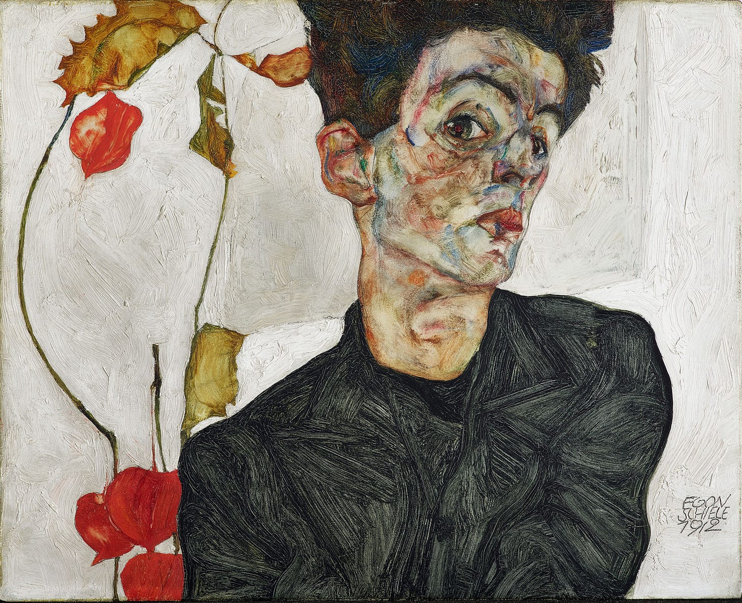 Self-portrait with Physalis - Charles Saatchi Self-portrait with Physalis - Charles Saatchi
