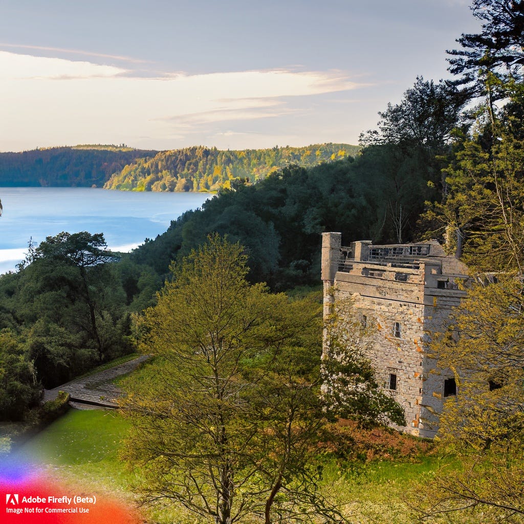Castle by the Lake - AI Image by Robert G Metivier with Adobe Firefly beta, 2023