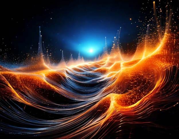 1,389 Abstract Blue Orange Energy Waves Flowing Digital Art ...
