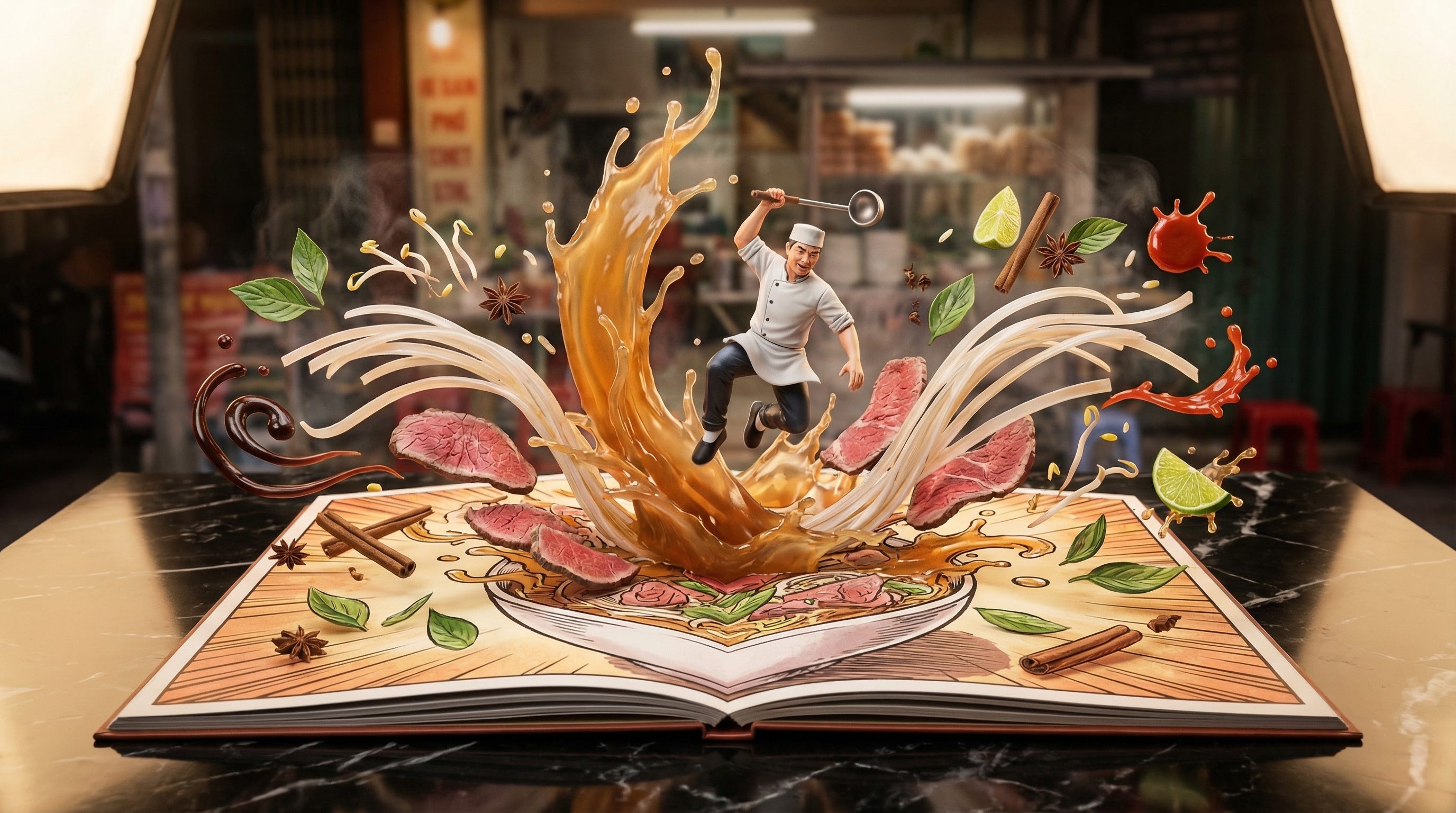 Create pop up book for any food vendor with this prompt