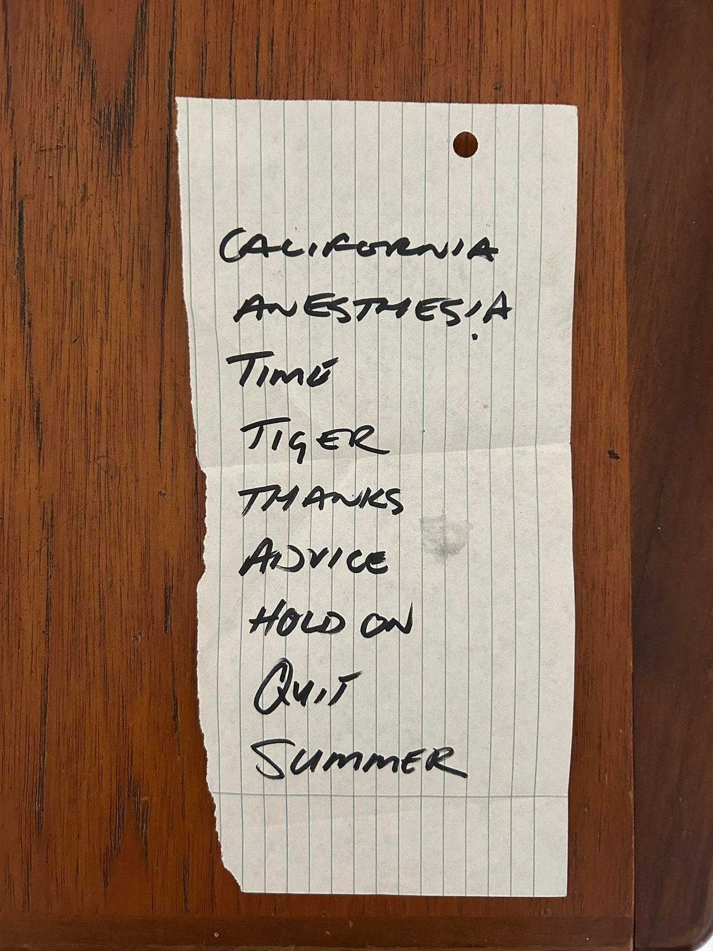 Luna set-list (photo: Andy Paul on Facebook)