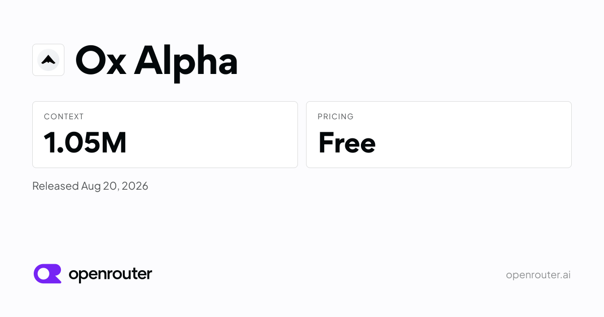 Stealth-Modell Ox Alpha taucht anonym auf OpenRouter auf: 1 Million Token Kontext, kostenlos Stealth-Modell Ox Alpha taucht anonym auf OpenRouter auf: 1 Million Token Kontext, kostenlos