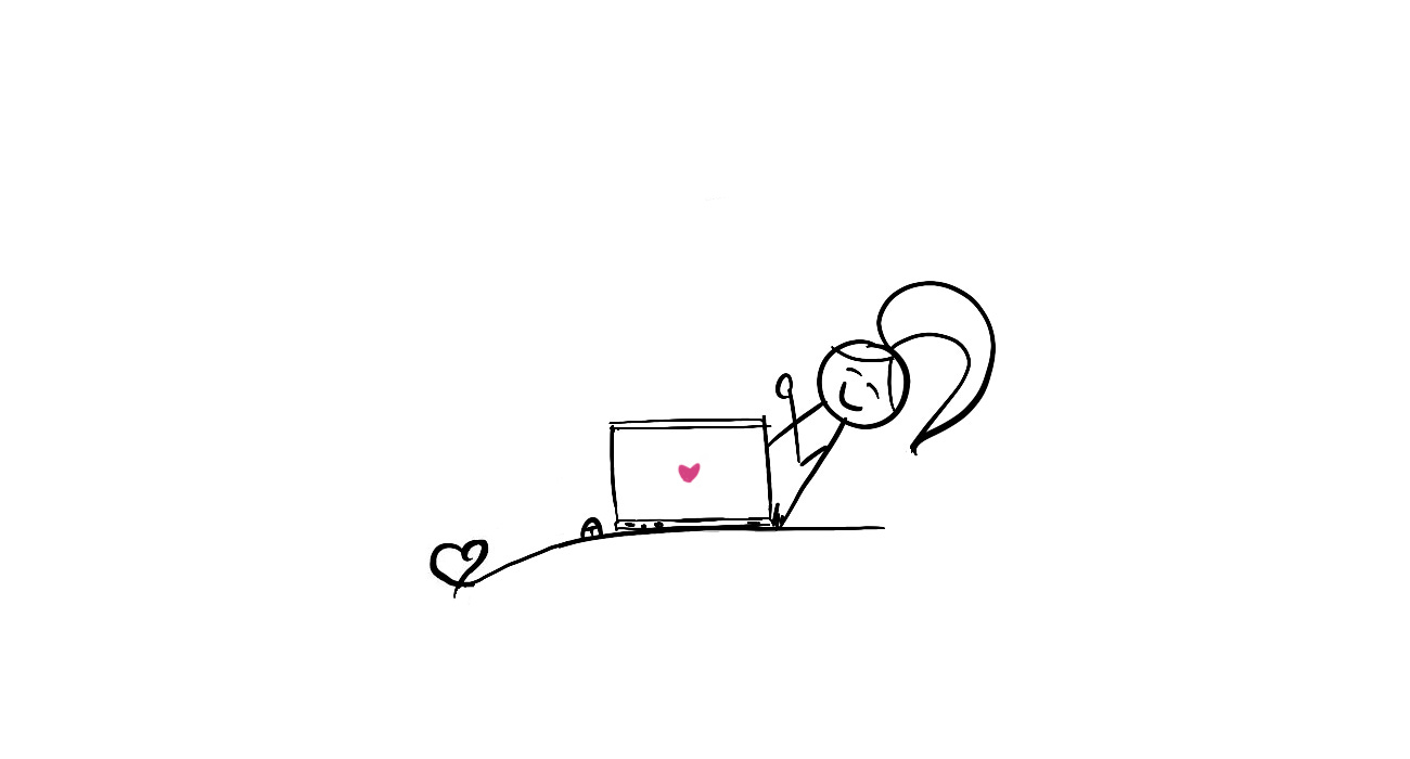 Disability Writer stick figure Lilly is popping her head from behind her laptop.