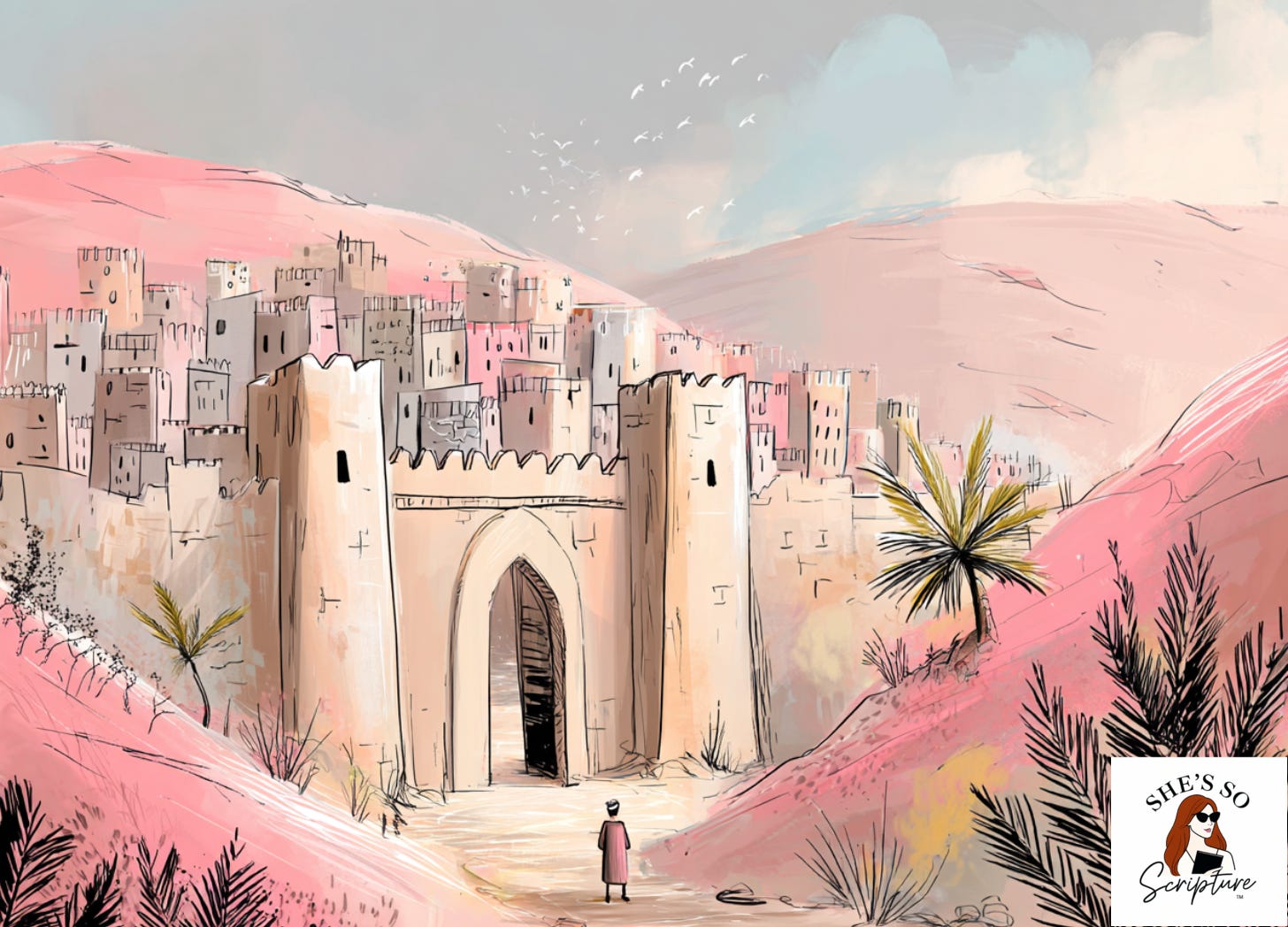 Illustration of an ancient city of refuge providing safety, symbolizing God’s covenant command to restrain vengeance and preserve justice in Israel.