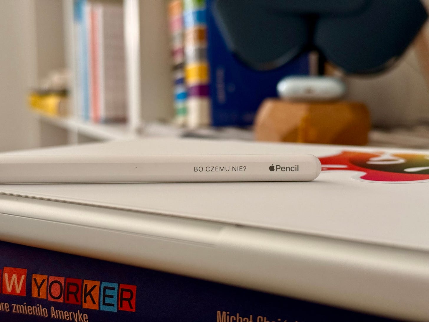 Na zdjęciu jeden z moich starych Apple Pencili.