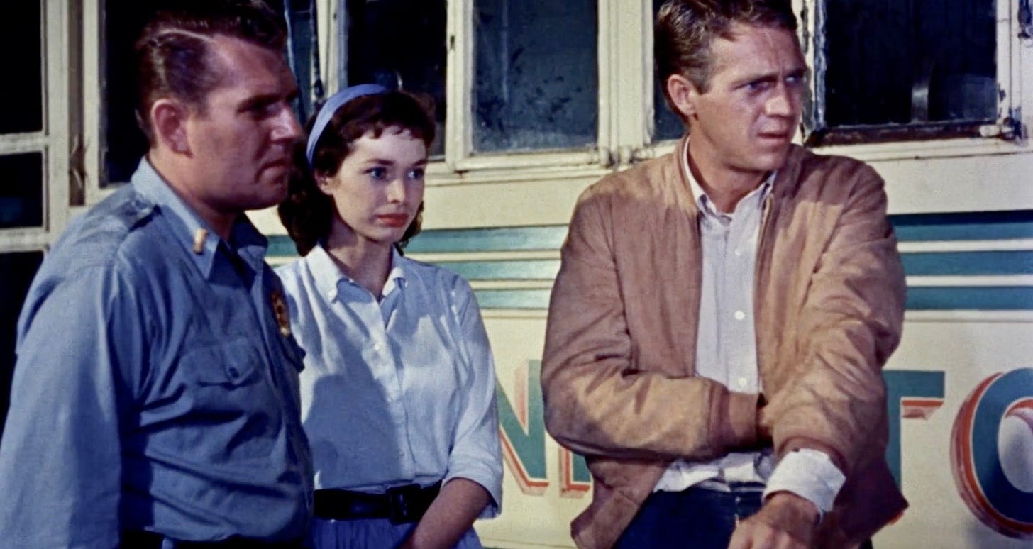 Still frame with Steve McQueen from the movie The Blob. Still frame with Steve McQueen from the movie The Blob.