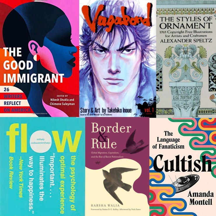 Some books I've been reading-working thru Vagabond (manga) and Flow rn