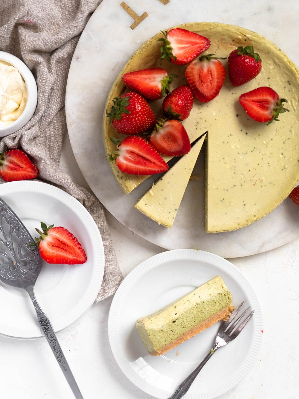 Baked matcha cheesecake