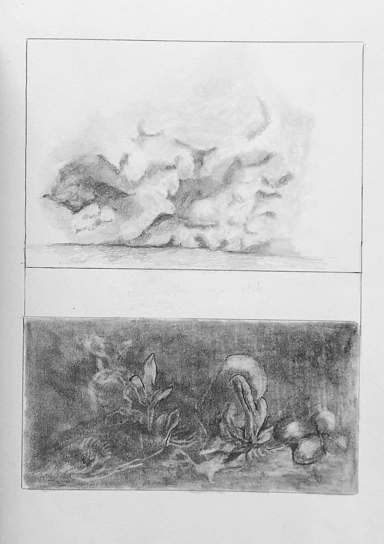 graphite drawing of clouds 