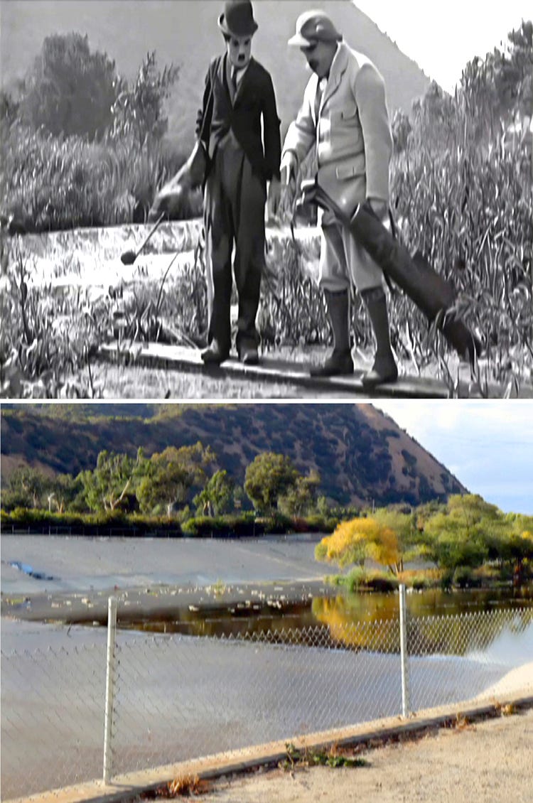 Filming locations then and now Charlie Chaplin movie The Idle Class.