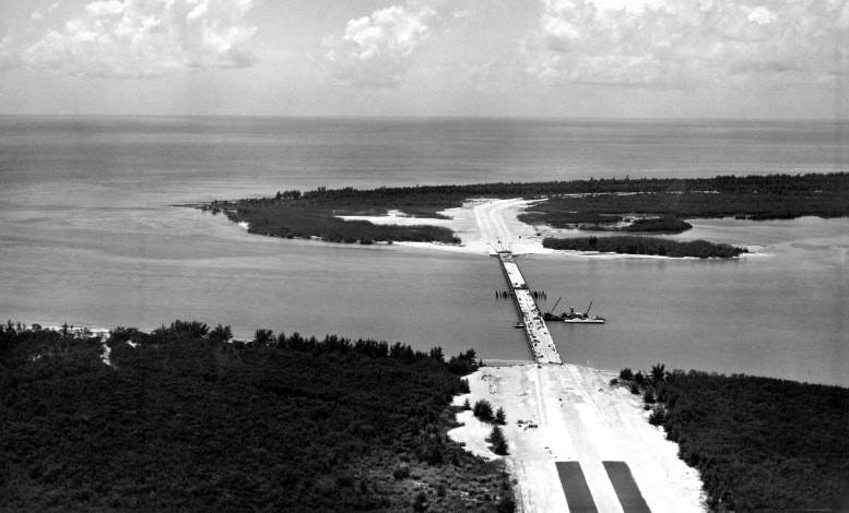 Rickenbacker Causeway under construction in 1947. Courtesy of the Miami Herald.