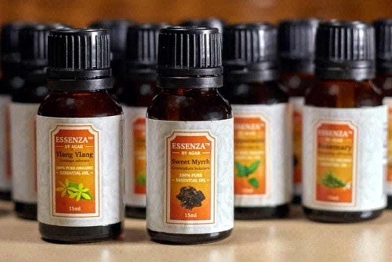 A selection of essential oils produced by Agar Ltd. A selection of essential oils produced by Agar Ltd.