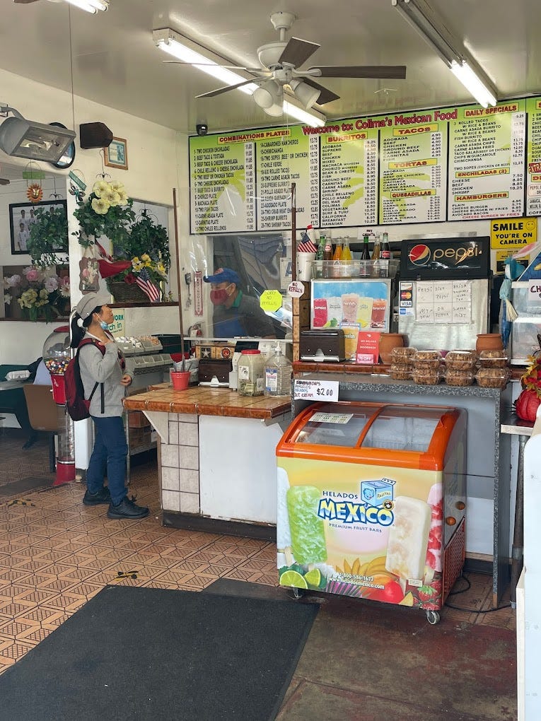 Ordering your food at Colima's Mexican Restaurant, Oceanside CA