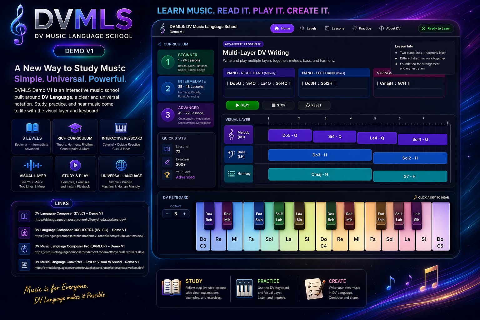 DVMLS: DV Music Language School — Demo V1