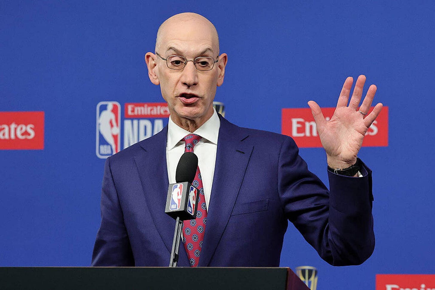 Adam Silver speaks during a news conference. Adam Silver speaks during a news conference.