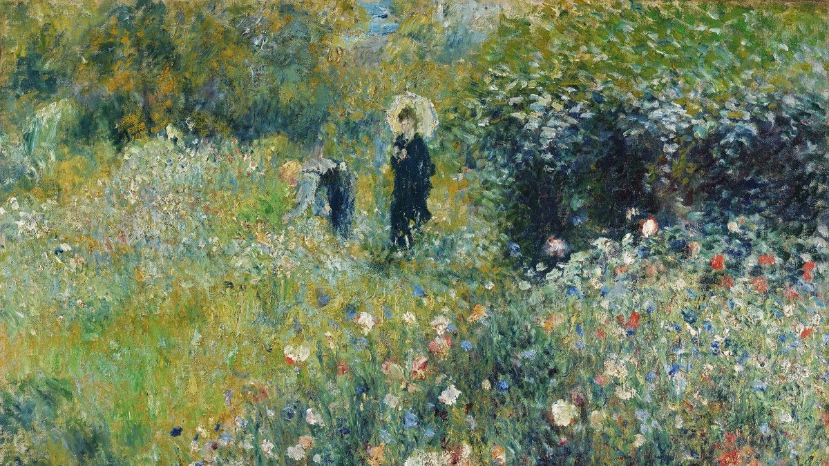 Woman with a Parasol in a Garden - Renoir, Pierre-Auguste. Museo Nacional  Thyssen-Bornemisza