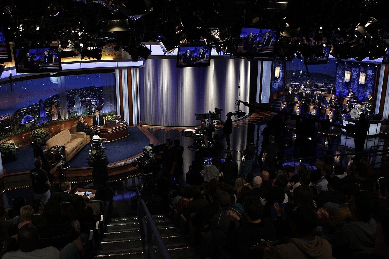 Photo: rds323 / Wikimedia Commons (CC BY 2.0) View from an audience seat from a late night talk show hosted by Conan O'Brien