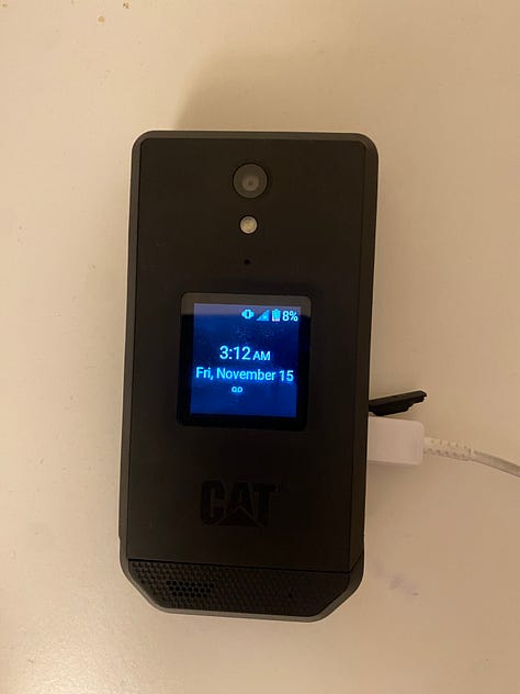 Photos of my Cat S22 Flip Phone and examples of the small digital touchscreen