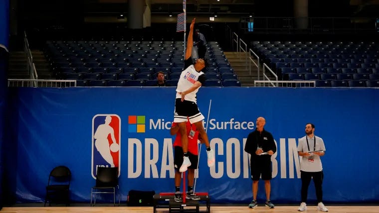 NBA Draft Combine: All-time combine records for max vertical leap image NBA Draft Combine: All-time combine records for max vertical leap image