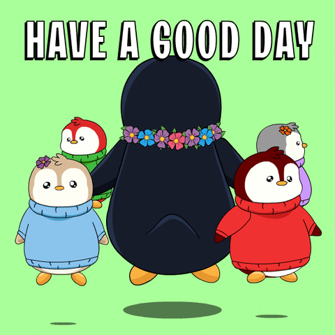 Animated spinning penguins say, Have a good day Animated spinning penguins say, Have a good day
