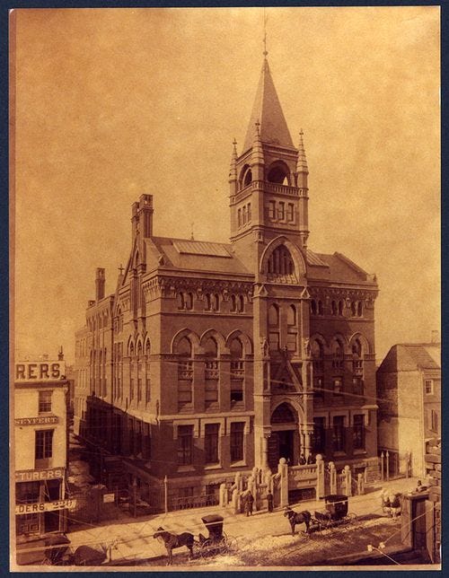 Hahnemann Medical College on North Broad Street circa 1886. Photo courtesy Legacy Center Archives, Drexel College of Medicine. Hahnemann Medical College on North Broad Street circa 1886. Photo courtesy Legacy Center Archives, Drexel College of Medicine.