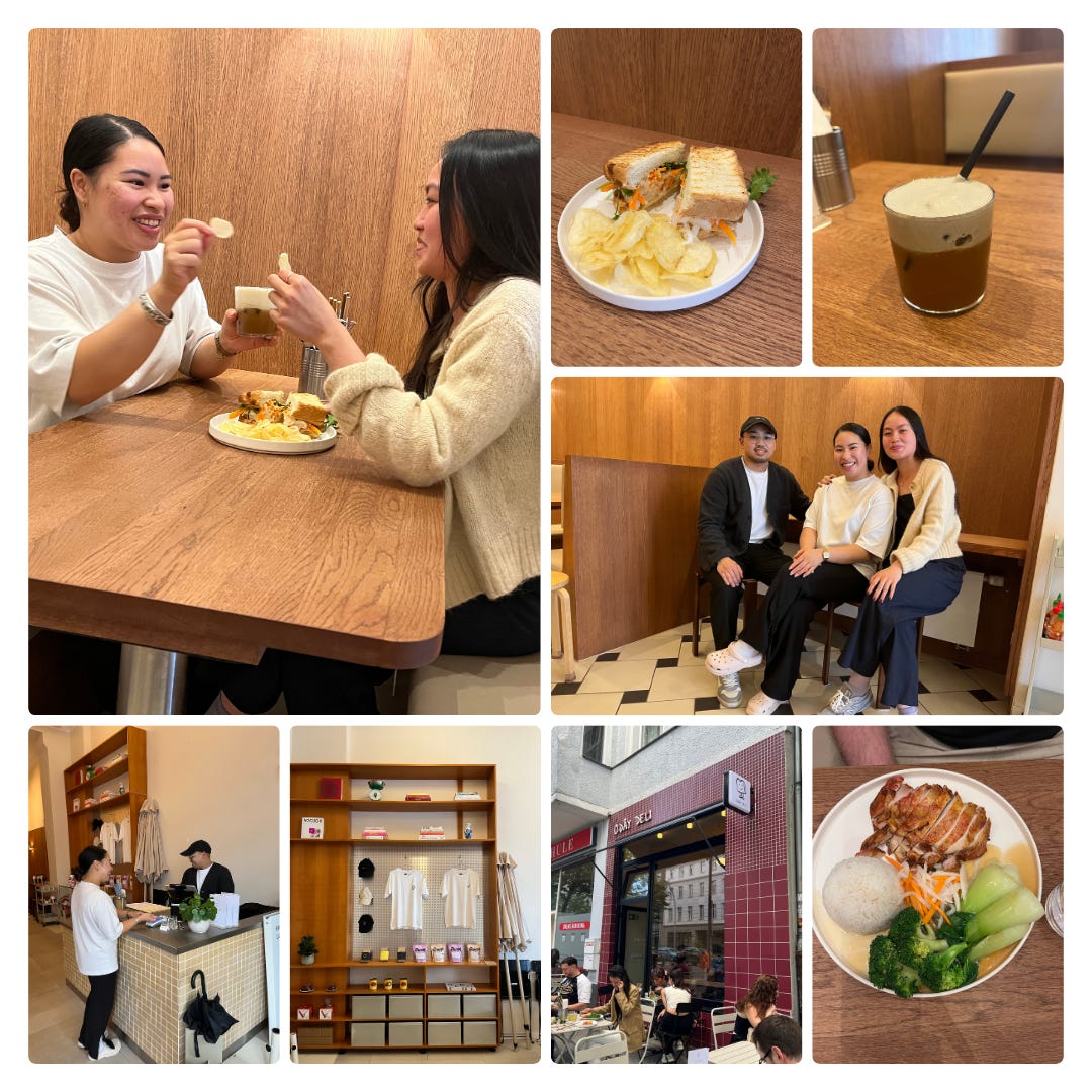 Scenes from Ở Đây Deli. Top left: Phung Vu Thanh (l) and Anni Nguyen (r). Middle and bottom photos also show Phung’s partner, Tuan Anh Nguyen