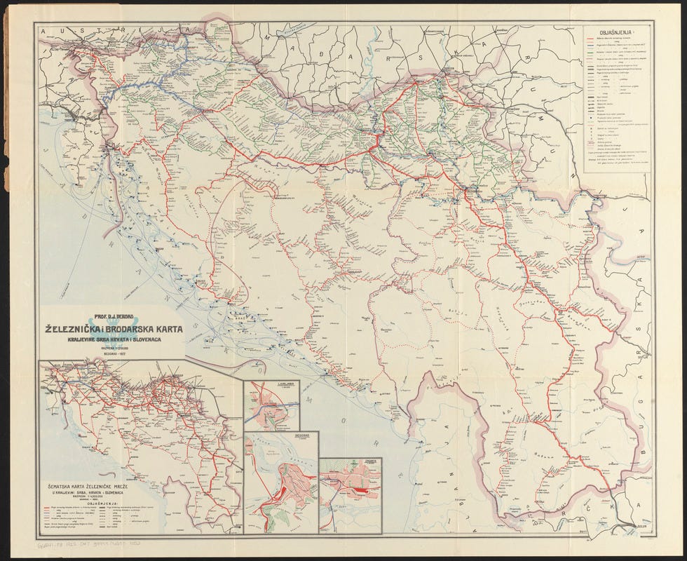Železnička i brodarska karta Kraljevine Srba Hrvata i Slovenaca