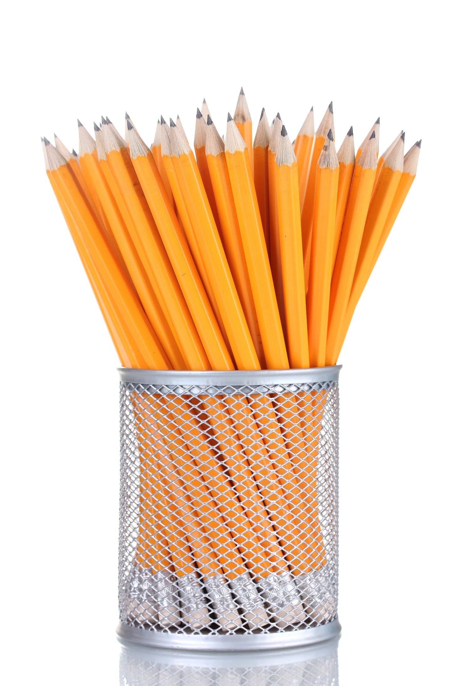 lead pencils in metal cup isolated on white lead pencils in metal cup isolated on white