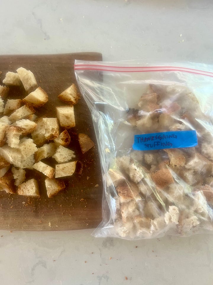 Homemade sourdough bread for thanksgiving stuffing
