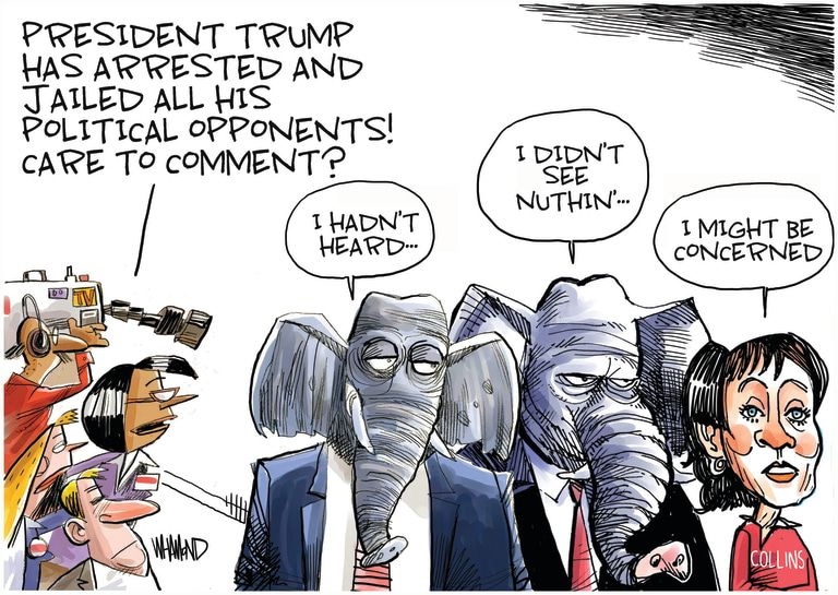 Political Cartoon U.S. Trump GOP Susan Collins jail enemies Political Cartoon U.S. Trump GOP Susan Collins jail enemies