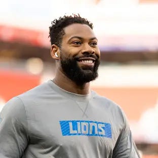 SANTA CLARA, CALIFORNIA - DECEMBER 30: Za'Darius Smith #99 of the Detroit Lions reacts during an NFL Football game against the San Francisco 49ers at Levi's Stadium on December 30, 2024 in Santa Clara, California. (Photo by Michael Owens/Getty Images)