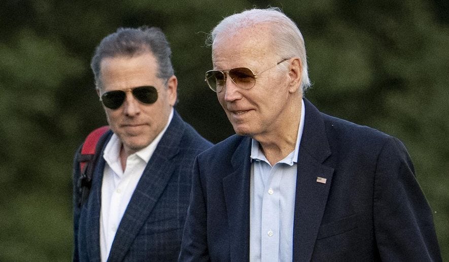 President Joe Biden and his son Hunter Biden arrive at Fort McNair in Washington on Sunday, June 25, 2023. (AP Photo/Andrew Harnik) **FILE**