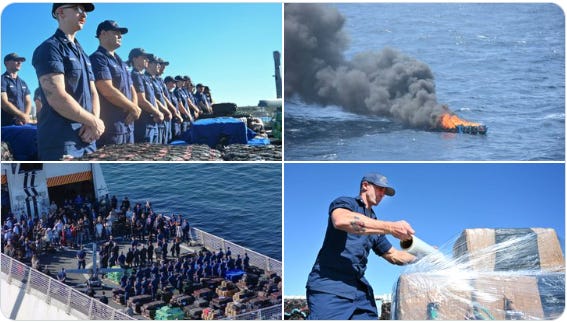 Scenes from the Coast Guard Cutter Stone’s arrival in Florida (and one of the smuggling boats they destroyed after arresting its crew