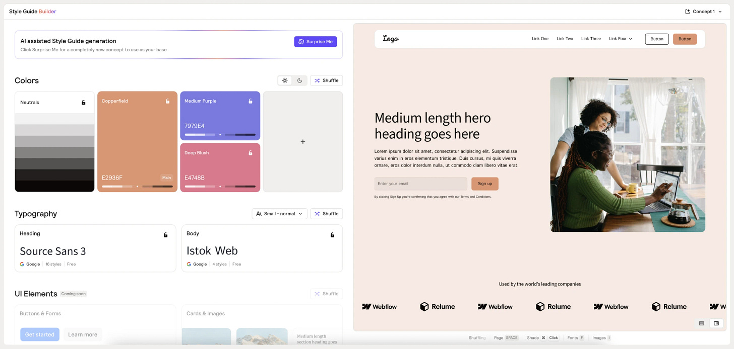 Relume Style Guide Builder: AI to Create a Style Guide with One Click