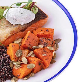 Salmon Quinoa Bowl with Greens & Lemon-Olive Oil Dressing 