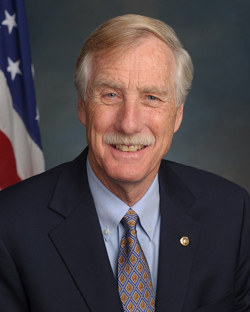 A portrait photograph of Senator Angus King. 