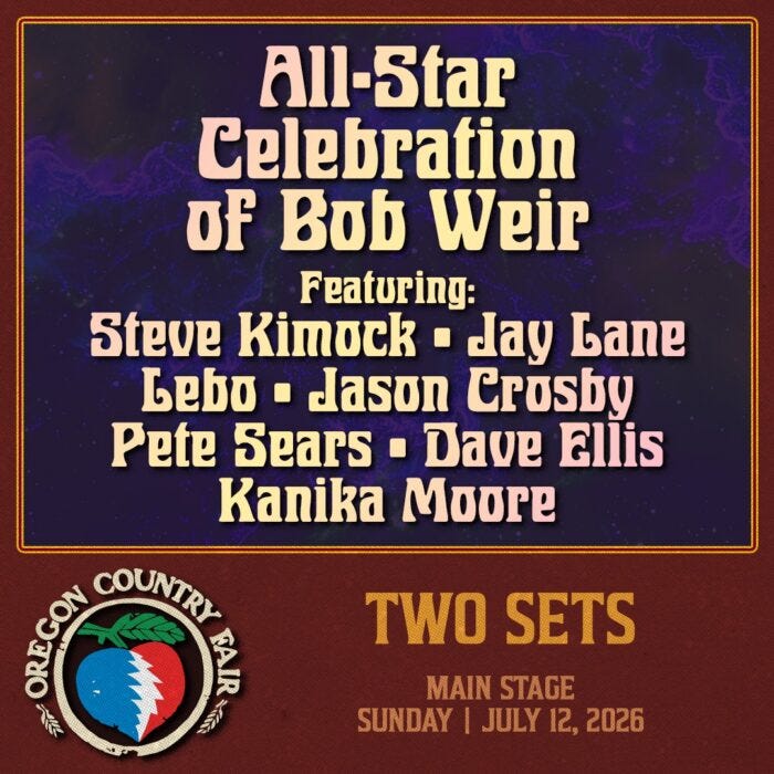 Oregon Country Fair's All-Star Celebration of Bobby Weir to Feature Steve Kimock, Jay Lane, and More Oregon Country Fair's All-Star Celebration of Bobby Weir to Feature Steve Kimock, Jay Lane, and More