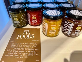 Products at RAYE pop up store. PAL & Leo, ancestral superfoods, shatta jam, jungle butter, fil foods, powder patisserie, over the moo
