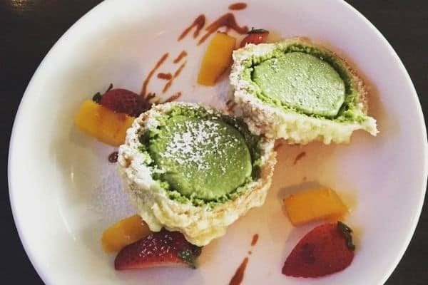 Deep Fried Matcha Green Tea Ice Cream with Fruits