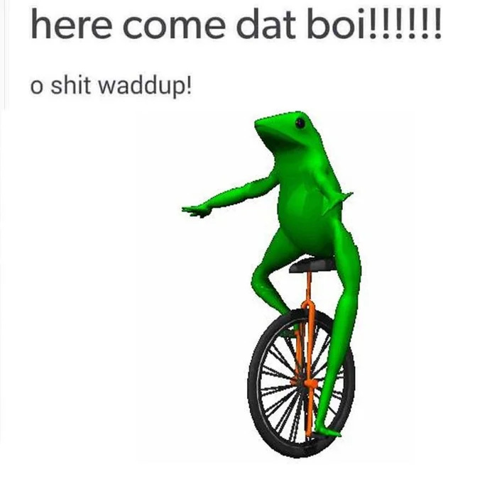 Dat Boi meme: frog riding a unicycle