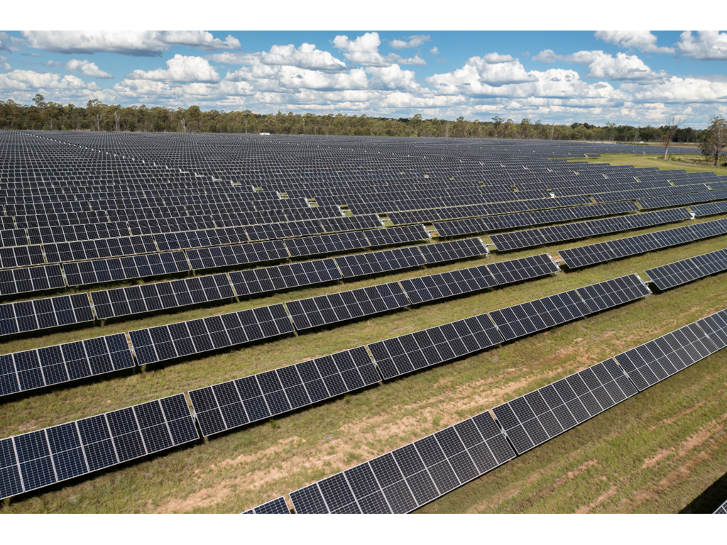 Section of solar panels at the Western Downs Green Power Hub. 