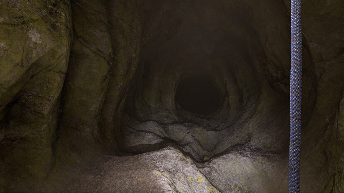A dark hole awaits inside a cavern