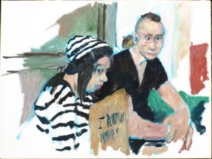 Rosie and David with pet guinea pig, by Marc Clamage