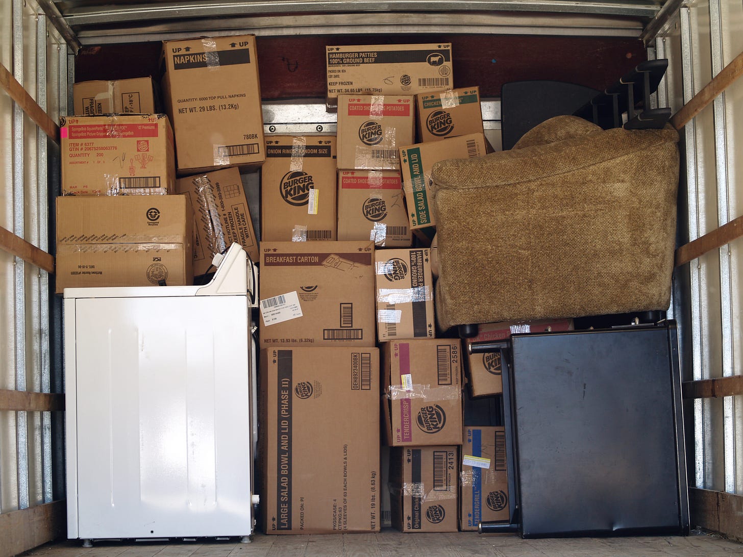 Moving van with boxes