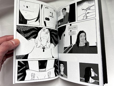 Photos of the printed book form of the comic "Blood of My Blood"