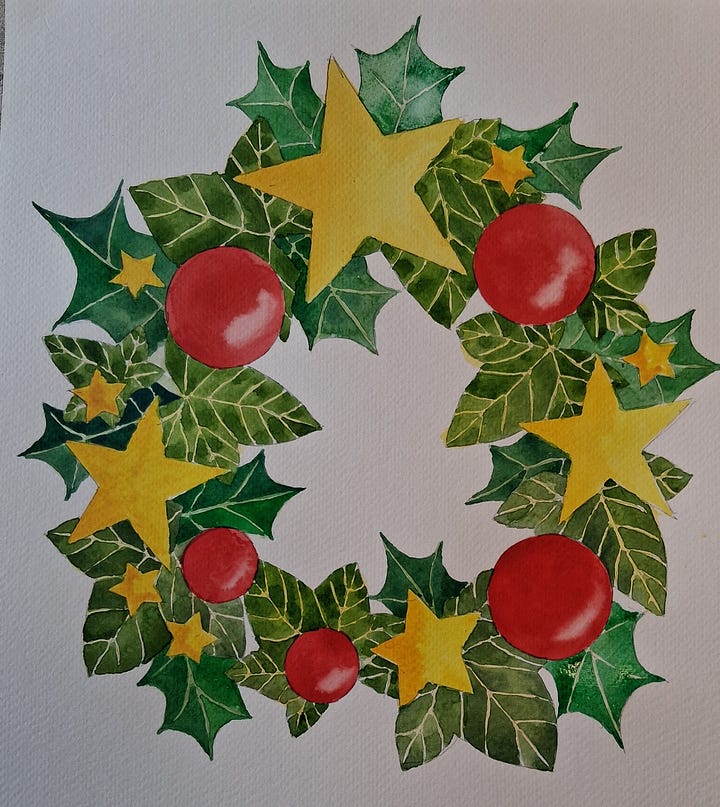 A Christmas Wreath - by Elizabeth Tomkins - Art in Brittany