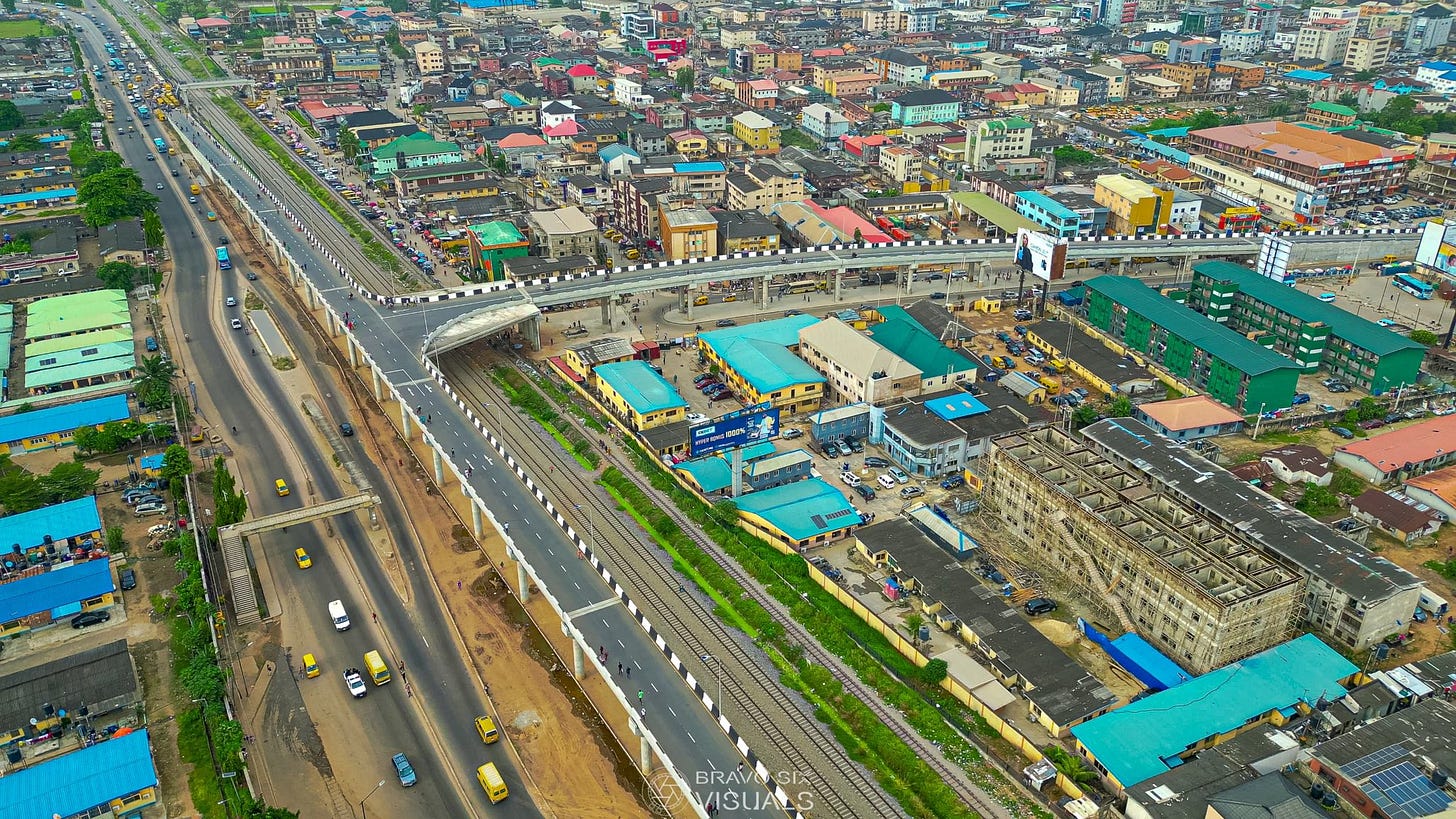 Aerial view of the Ikeja Overpass Bridge  Credit: Jubril Gawat/X