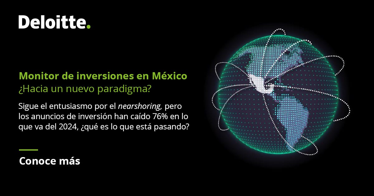 Deloitte México on X: "📉 ¿Qué está pasando con la inversión extranjera en  México? Entre enero y agosto de 2024, los anuncios de nuevos proyectos  cayeron un 76% respecto al mismo periodo
