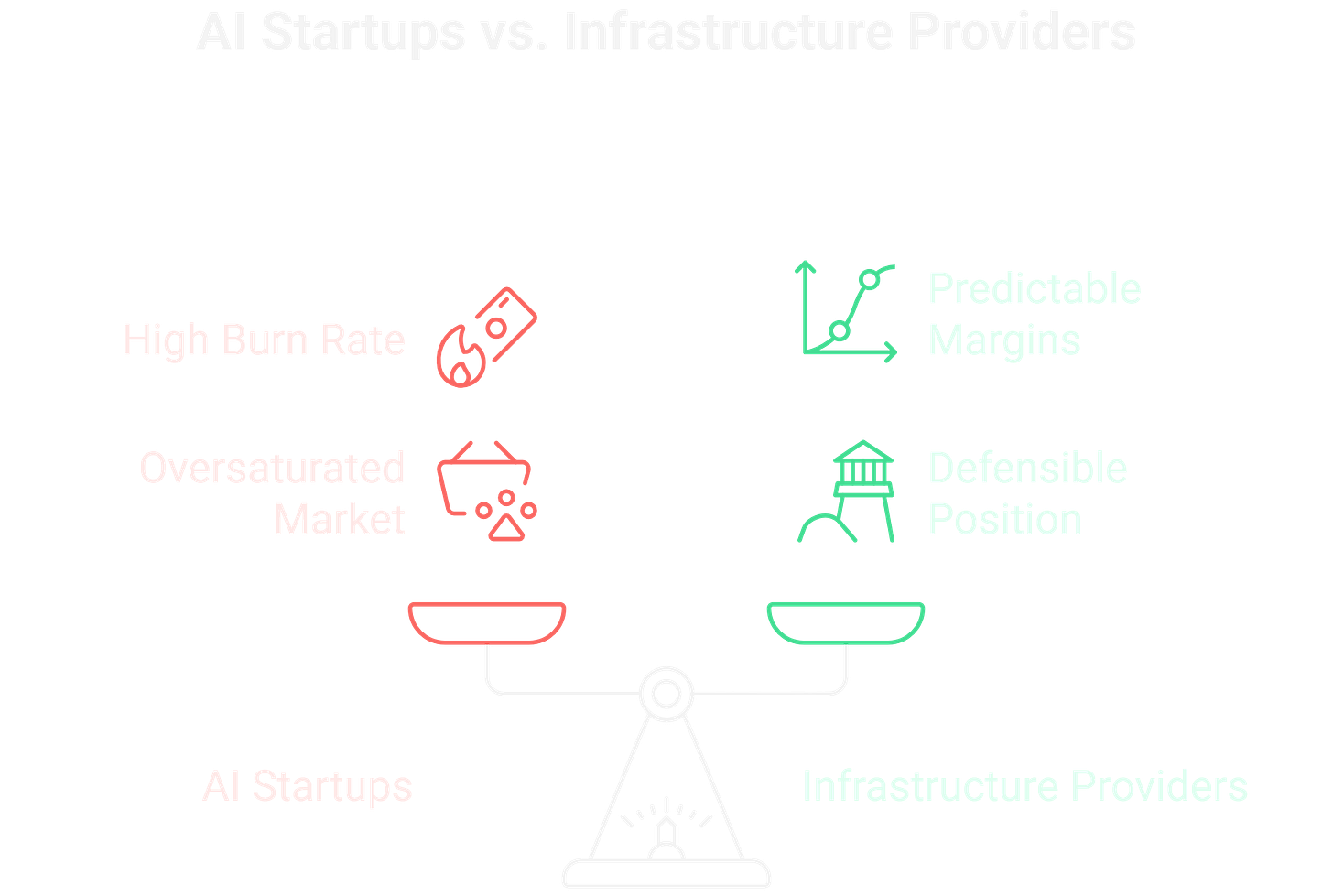 AI startups and infrastructure providers are in very different positions.