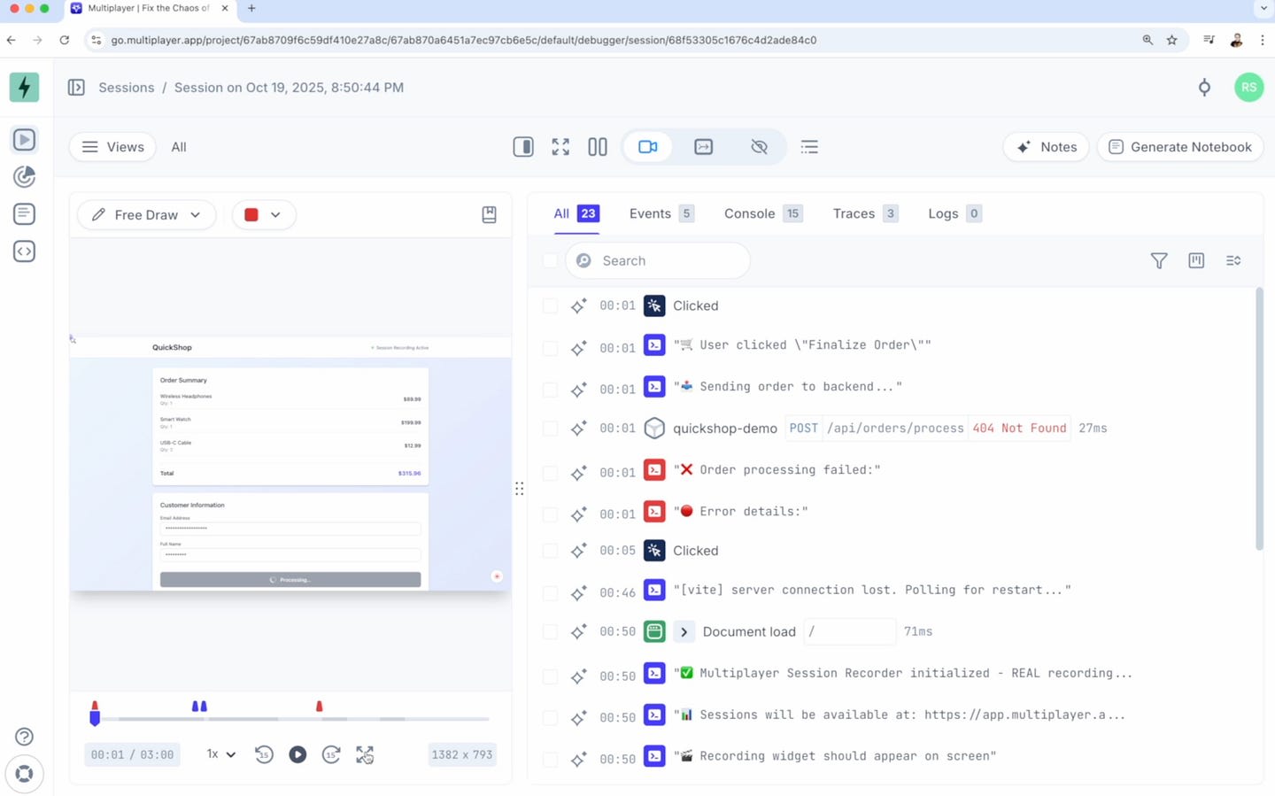 My Multiplayer’s recorded full-stack session